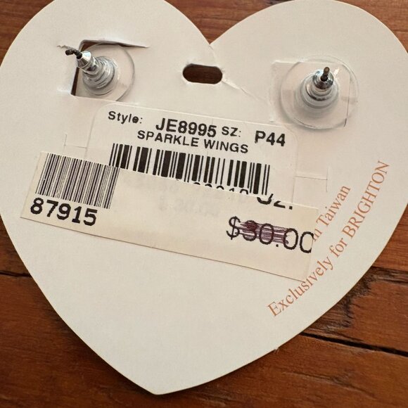 BRIGHTON BUTTERFLY SPARKLE WINGS STUD EARRINGS; NWT SILVER BLUE CRYSTAL - Picture 5 of 5